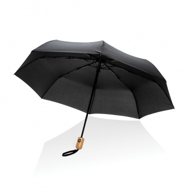 Logo trade promotional gifts picture of: 21" Impact AWARE™ RPET 190T bamboo auto open/close umbrella