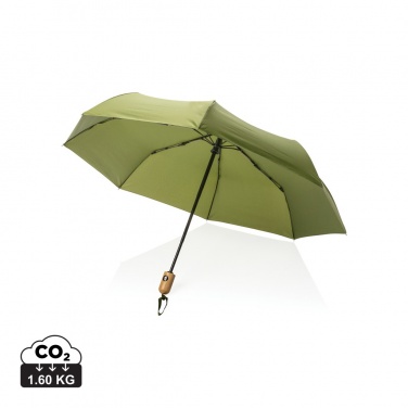 Logo trade promotional products picture of: 21" Impact AWARE™ RPET 190T bamboo auto open/close umbrella