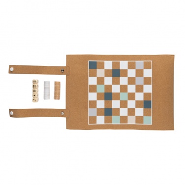 Logo trade promotional products image of: Britton cork foldable backgammon and checkers game set