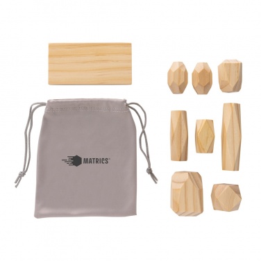 Logo trade promotional merchandise picture of: Ukiyo Crios wooden balancing rocks in pouch