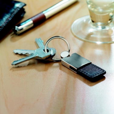 Logo trade promotional merchandise photo of: PU and metal key ring Helsinki