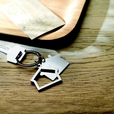 Logo trade corporate gift photo of: Metal key ring house shape Jyvaskyla