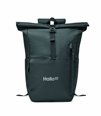 Logo trade promotional gifts picture of: 300D RPET rolltop backpack