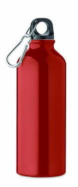 Logotrade advertising product image of: 500 ml single-walled water bottle made of recycled aluminum with a carabiner