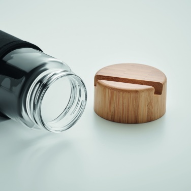 Logo trade promotional items image of: Glass bottle bamboo lid 600ml