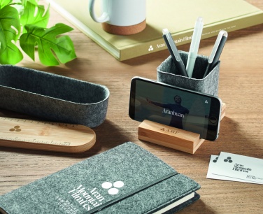 Logotrade promotional giveaways photo of: RPET felt pen pot phone stand