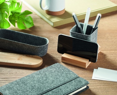 Logo trade advertising products image of: RPET felt pen pot phone stand