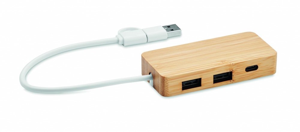Logotrade promotional giveaway image of: Bamboo USB 3 ports hub
