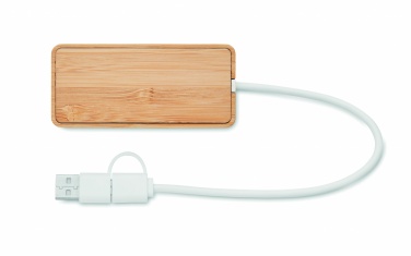 Logotrade promotional items photo of: Bamboo USB 3 ports hub
