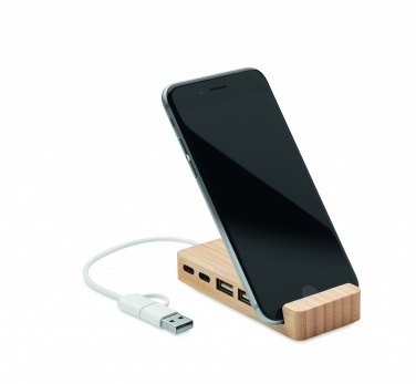 Logo trade promotional giveaways picture of: Bamboo USB 4 ports hub