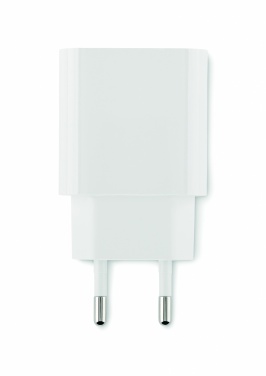 Logo trade promotional giveaways picture of: 20W 2 port USB charger EU plug