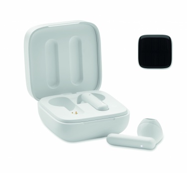 Logo trade promotional giveaways image of: TWS earbuds with solar charger