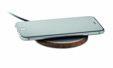 Logo trade corporate gifts image of: Wireless charger in acacia 15W