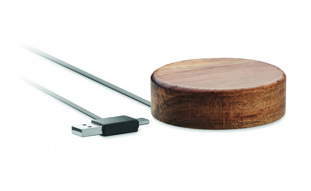 Logo trade promotional merchandise image of: Wireless charger in acacia 15W