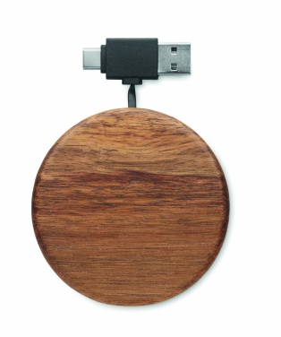 Logo trade promotional merchandise picture of: Wireless charger in acacia 15W
