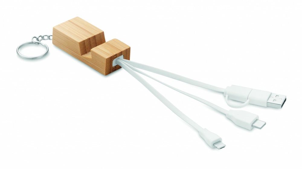 Logo trade promotional gift photo of: Bamboo key ring and stand Salo
