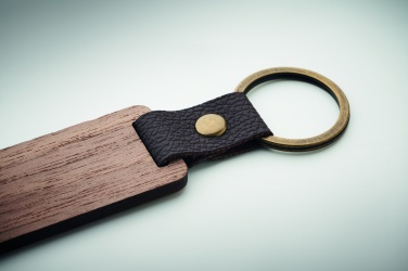 Logotrade promotional item image of: Key ring in walnut and PU Kokkola