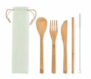 Logo trade promotional merchandise image of: Bamboo cutlery with straw