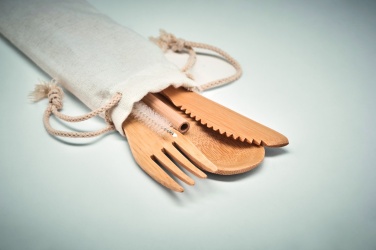 Logo trade advertising products image of: Bamboo cutlery with straw