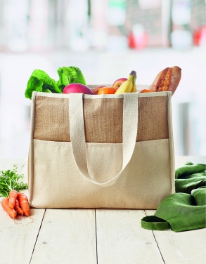 Logo trade promotional merchandise picture of: Jute and canvas cooler bag