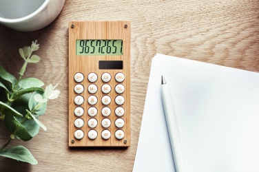Logo trade promotional products image of: 8 digit bamboo calculator