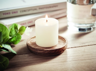 Logo trade promotional merchandise image of: Candle on round wooden base
