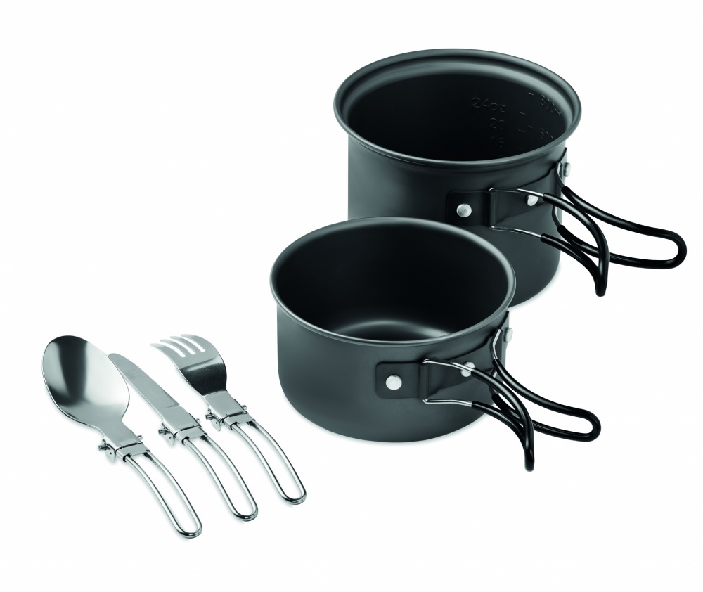 Logo trade promotional items image of: 2 camping pots with cutlery