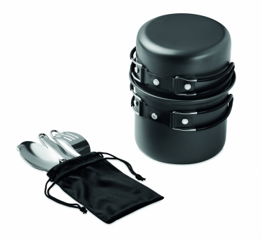 Logo trade advertising products image of: 2 camping pots with cutlery