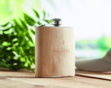 Logo trade corporate gift photo of: Bamboo slim hip flask 170ml