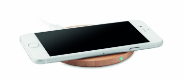 Logo trade promotional merchandise picture of: Wireless charger bamboo 10W RUNDO +