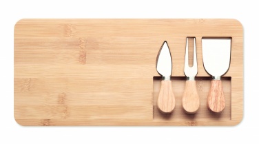 Logo trade promotional merchandise photo of: Bamboo Cheese board set Leipzig