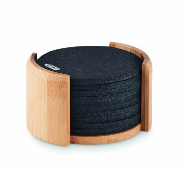 Logotrade corporate gift picture of: RPET coasters in bamboo holder