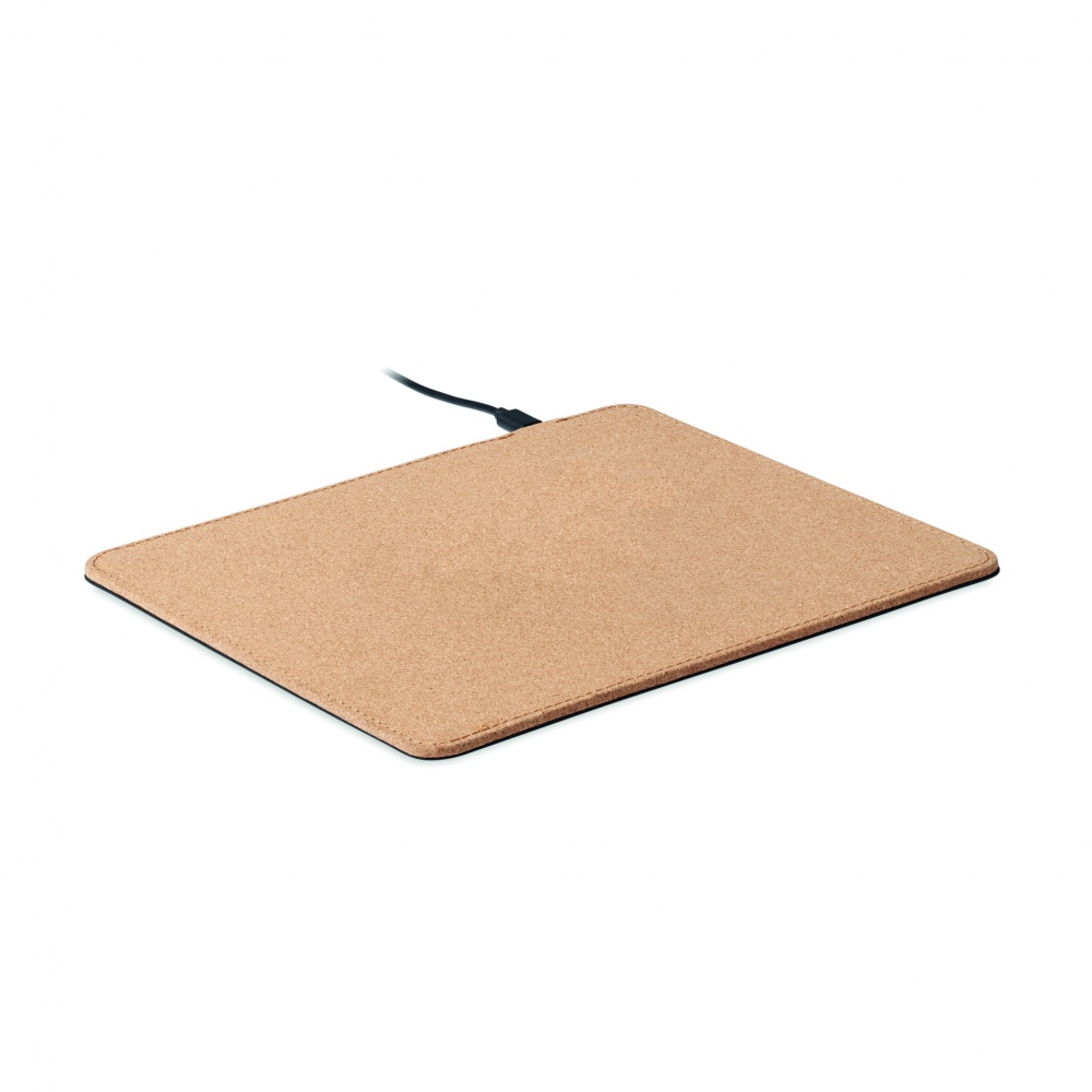 Logo trade promotional giveaways picture of: Cork mouse mat charger 15W