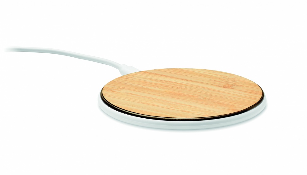 Logo trade corporate gifts picture of: Bamboo wireless charger 10W