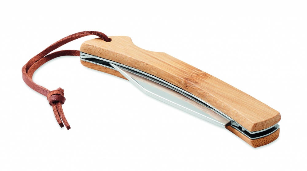 Logo trade promotional items image of: Foldable knife in bamboo