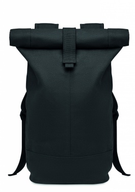Logo trade promotional items image of: Rolltop washed canvas backpack