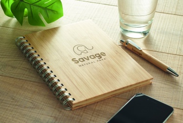 Logo trade promotional merchandise photo of: A5 ring bound Bamboo notebook