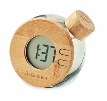 Logo trade promotional gifts picture of: Water powered bamboo LCD clock