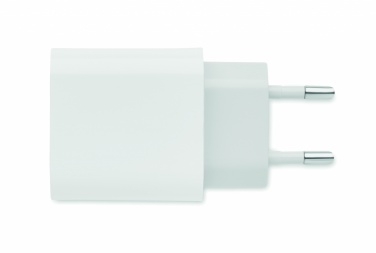Logo trade promotional merchandise picture of: 18W 2 port USB charger EU plug