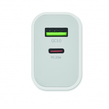 Logo trade promotional products image of: 18W 2 port USB charger EU plug