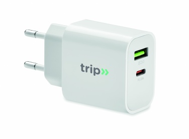 Logo trade promotional products picture of: 18W 2 port USB charger EU plug