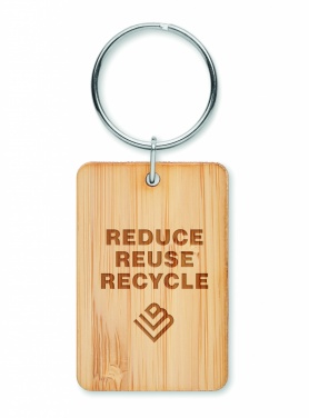 Logotrade corporate gift image of: Rectangular bamboo key ring Riihimäki