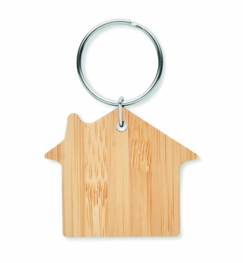 Logotrade promotional product image of: House shaped bamboo key ring Järvenpää
