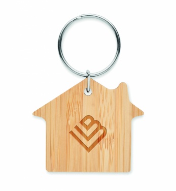 Logotrade promotional merchandise image of: House shaped bamboo key ring Järvenpää