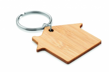 Logo trade advertising product photo of: House shaped bamboo key ring Järvenpää