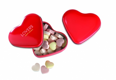 Logo trade promotional merchandise photo of: Heart tin box with candies