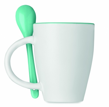 Logo trade promotional item photo of: Bicolour mug with spoon 250 ml