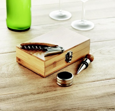 Logotrade promotional product image of: Wine set in bamboo box