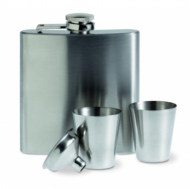 Logotrade corporate gift image of: Slim hip flask w 2 cups set