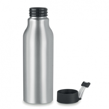 Logotrade corporate gift image of: Single-walled 500 ml aluminum bottle with a PP cap and a silicone strap